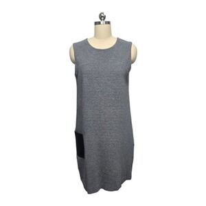 COS Dress‎ Womens Medium Gray Sleeveless Shift Minimalist Black Patch Pocket
